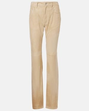 Ralph Lauren Scottie Low-Rise Leather Straight Trousers - Natural