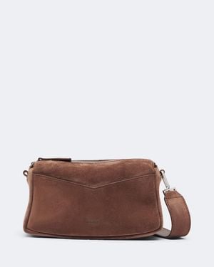 Max Mara Schultertasche Micro Aus Veloursleder - Braun