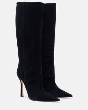 Gucci Naomi Suede Knee-High Boots - Black