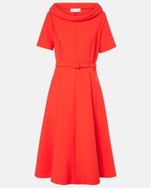 Oscar de la Renta Wool-Blend Midi Dress - Red
