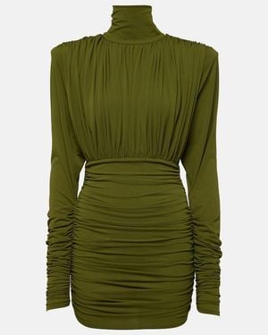 Alex Perry Ruched Crepe Jersey Minidress - Green