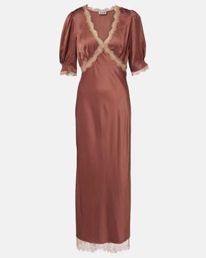 RIXO London Annina Lace-Trimmed Satin Maxi Dress - Red