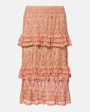 Anna Kosturova Elsie Crochet Cotton Midi Skirt - Pink