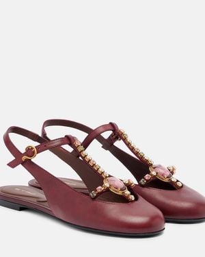 Etro Verzierte Slingback-Ballerinas Aus Metallic-Leder - Pink