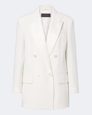 Max Mara Blazer Cruzado Elegante De Cady - Blanco