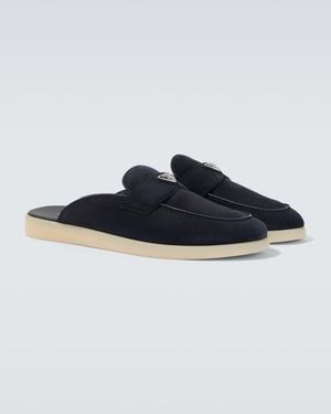 Prada Slippers Aus Veloursleder - Blau
