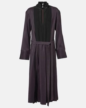 JOSEPH Pleated Wool And Silk Midi Dress - Black