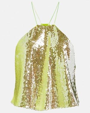 Dorothee Schumacher Glittering Nights Sequined Halterneck Top - Green