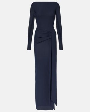 Alex Perry Semi-Sheer Gathered Gown - Blue
