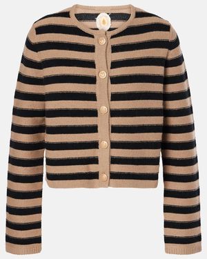 Jardin Des Orangers Striped Wool And Cashmere Cardigan - Black