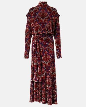 Rabanne Draped Jacquard Maxi Dress - Red