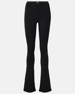 Prada Ribbed-Knit Jersey Flared Trousers - Black