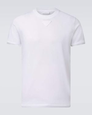 Prada T-Shirt Aus Baumwoll-Jersey - Weiß