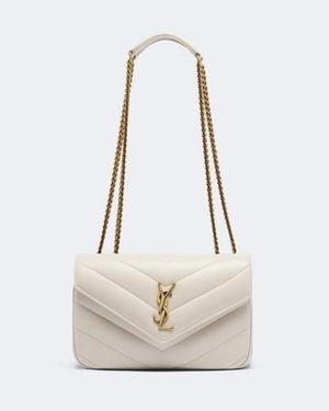 Saint Laurent Schultertasche Loulou Small Aus Leder - Weiß