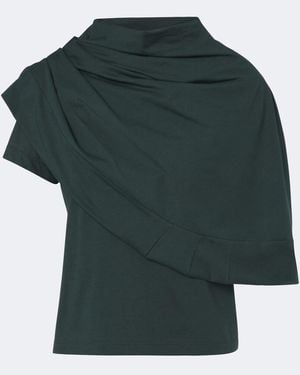 Magda Butrym Draped Cotton-Blend Jersey Top And Scarf Set - Green
