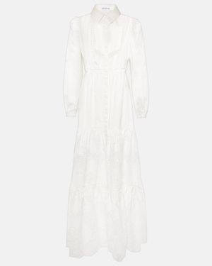 Self-Portrait Lace-Trimmed Cotton Maxi Dress - White