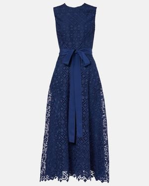 Elie Saab Bow-Detail Macrame Midi Dress - Blue