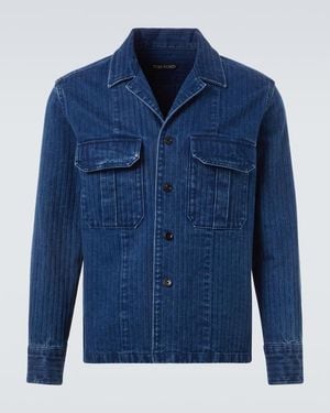 Tom Ford Striped Denim Overshirt - Blue