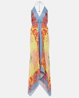 Etro Graphic-Print Silk Dress - White
