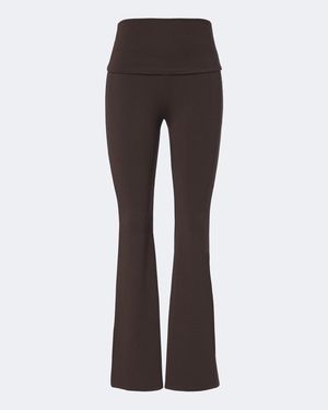 Norba Foldover Flared Leggings - Brown