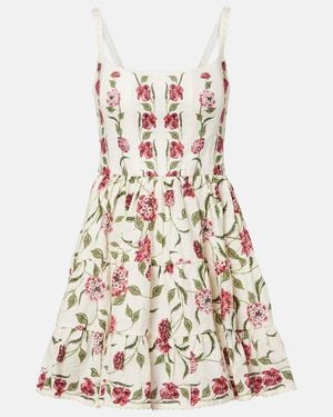 Agua Bendita Granadilla Floral Linen Minidress - White