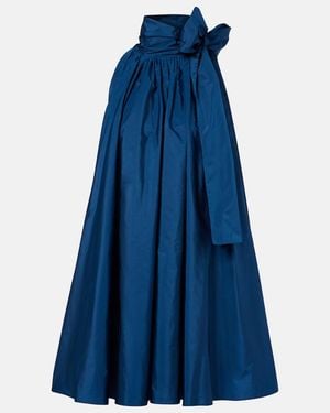 Max Mara Elegante Tie-Neck Taffeta Minidress - Blue