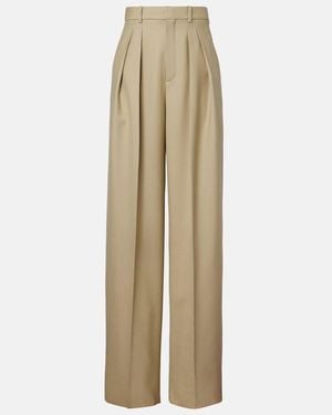Saint Laurent Wool And Silk Wide-Leg Trousers - Natural