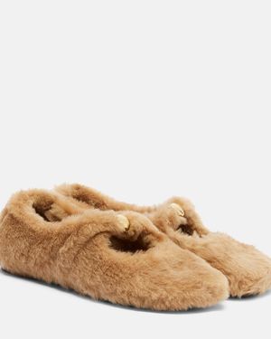 Loewe Ballerinas Pebble Soft Aus Shearling - Natur