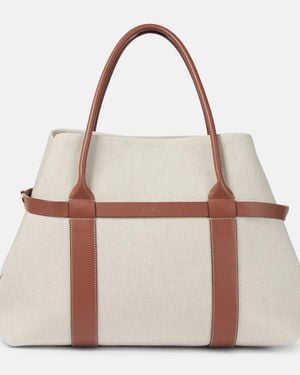 Loro Piana Ghiera Large Leather-Trimmed Tote Bag - White