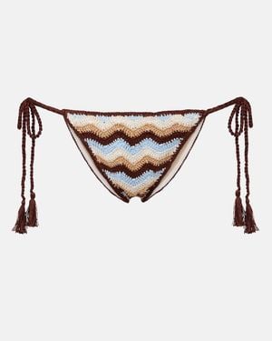 Anna Kosturova Summer Chevron Crochet Cotton Bikini Bottoms - Natural