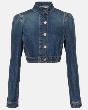 Alaïa Cropped Denim Jacket - Blue