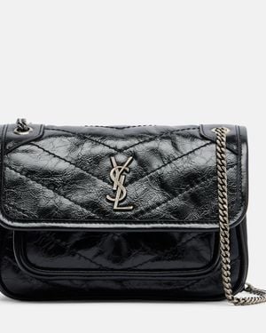 Saint Laurent Niki Mini Leather Shoulder Bag - Black