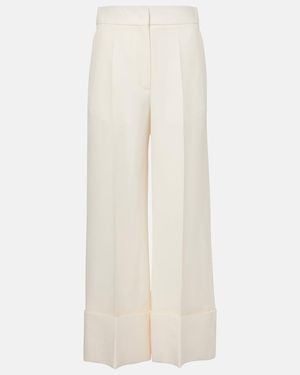 Valentino Crepe Couture Wide-Leg Trousers - White
