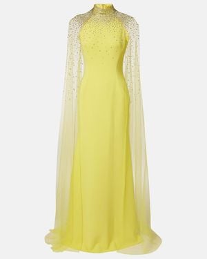 Jenny Packham Limelight Caped Embellished Gown - Yellow