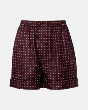 Saint Laurent Shorts De Saten De Seda Estampados - Rojo