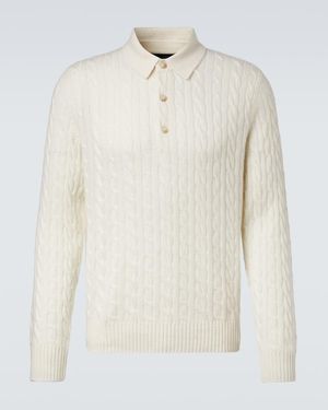 arch4 Cable-Knit Cashmere Polo Jumper - White