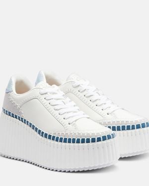 Chloé Nama Leather Platform Sneakers - White