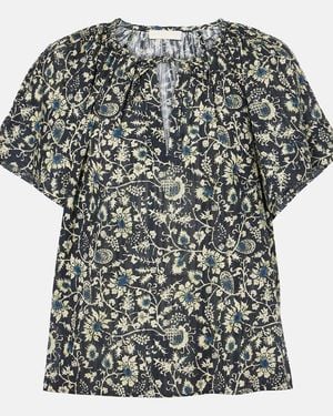 Ulla Johnson Sena Printed Cotton-Blend Top - Grey
