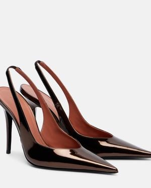 AMINA MUADDI Anok 105 Mirrored Leather Slingback Court Shoes - Brown