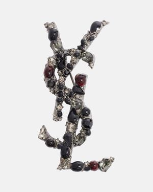 Saint Laurent Brosche Cassandre Mit Kristallen - Weiß
