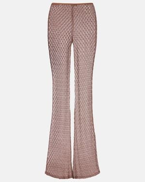 Missoni Open-Knit Lame Flared Trousers - Brown