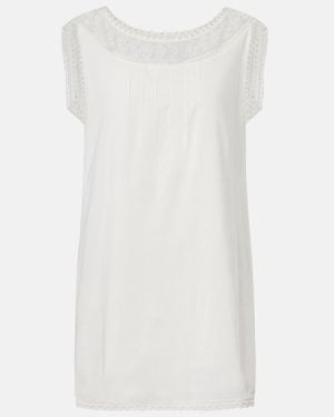 Posse Danielle Lace-Trimmed Cotton Minidress - White