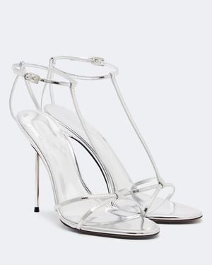 Paris Texas Lidia Metallic Patent Leather Sandals - White