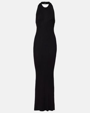 Nili Lotan Ribbed-Knit Halterneck Maxi Dress - Black
