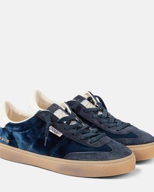 Golden Goose Soul Star Velvet And Suede Trainers - Blue