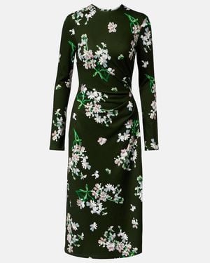 Erdem Draped Floral Midi Dress - Green