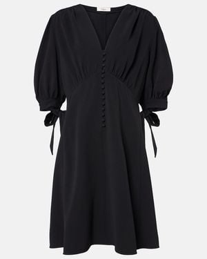 Chloé Balloon-Sleeve Crepe Minidress - Black