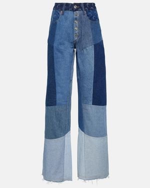 Marine Serre Regenerated Wide-Leg Jeans - Blue