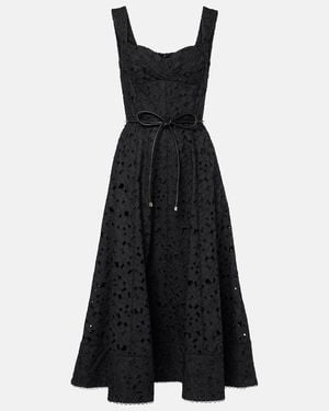 Rebecca Vallance Kitsu Broderie Anglaise Midi Dress - Black