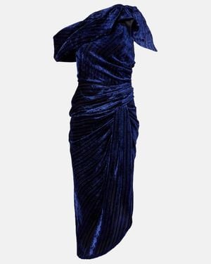 Isabel Marant Cyane One-Shoulder Velvet Midi Dress - Blue